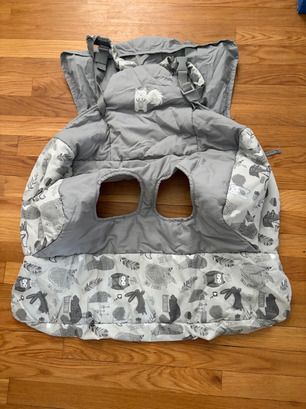 Grey Kids shopping cart cover  with Animal Print